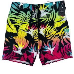 O'Neill Board Shorts Mens 38 XL Tropical Floral Stretch Swim Trunks 20"Surf NWT
